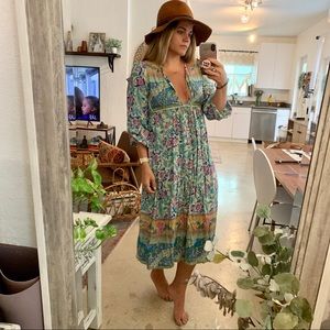 Boho printed Long Sleeve Midi